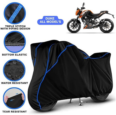 Shiv Kanha Waterproof Two Wheeler Cover for KTM(Duke 200, Black, Blue)