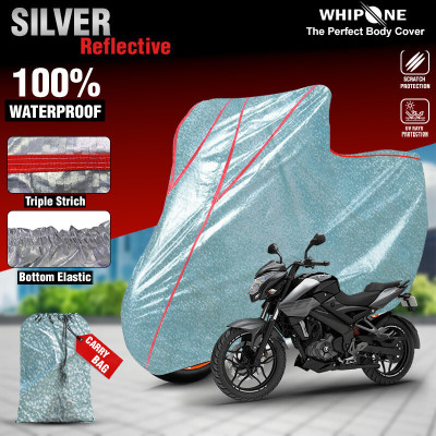 Whipone Waterproof Two Wheeler Cover for Bajaj(Pulsar NS200, Silver)