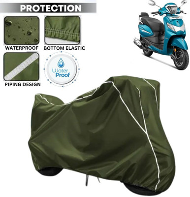kerwa Waterproof Two Wheeler Cover for Hero(Pleasure Plus, Green, White)