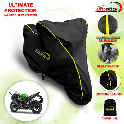 AUTOCOZEN Waterproof Two Wheeler Cover for Kawasaki(Ninja ZX-6R, Black)