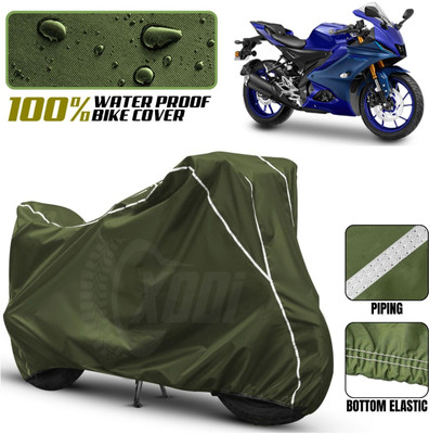 xodi Waterproof Two Wheeler Cover for Yamaha(R15, Green, White)