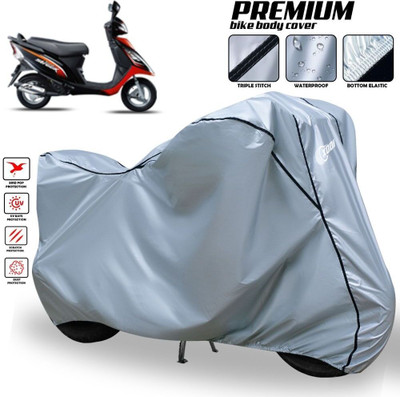 xodi Two Wheeler Cover for TVS(Scooty Streak, Silver, Black)