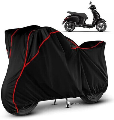 DeepShakshi AUTOMOTIVE Waterproof Two Wheeler Cover for Bajaj(Chetak, Black, Red)