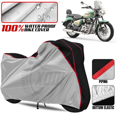 xodi Waterproof Two Wheeler Cover for Royal Enfield(Meteor BS6, Silver, Black)