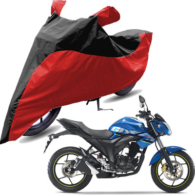 RiderShine Two Wheeler Cover for Suzuki(Gixxer, Red, Black)