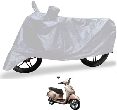 Auto Hub Waterproof Two Wheeler Cover for Bajaj(Chetak, Silver)
