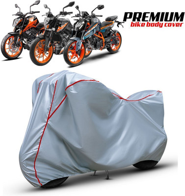 xodi Waterproof Two Wheeler Cover for KTM(Duke 200, Silver, Red)
