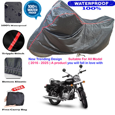AutoGalaxy Waterproof Two Wheeler Cover for Royal Enfield(Bullet 350 Twinspark, Black, Red)