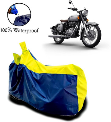 rakku Waterproof Two Wheeler Cover for Royal Enfield(Classic 350, Yellow, Blue)