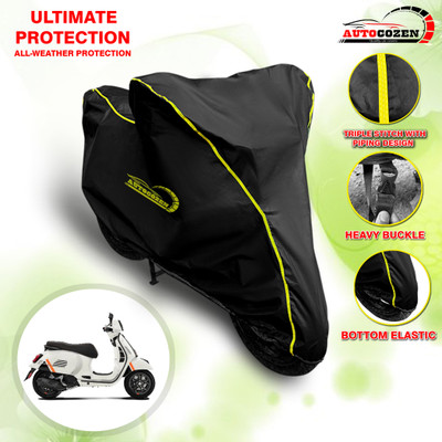 AUTOCOZEN Waterproof Two Wheeler Cover for Vespa(GTS Super 125, Black)