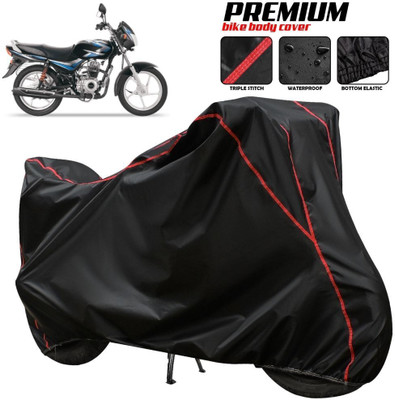AUTOCAD Waterproof Two Wheeler Cover for Bajaj(CT100, Black, Red, Multicolor)