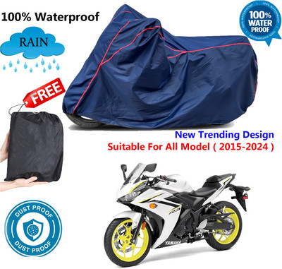 AUTOCAD Waterproof Two Wheeler Cover for Yamaha(YZF R3, Blue, Red)