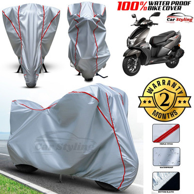 Car Styling Waterproof Two Wheeler Cover for TVS(Ntorq 125, Silver, Red)