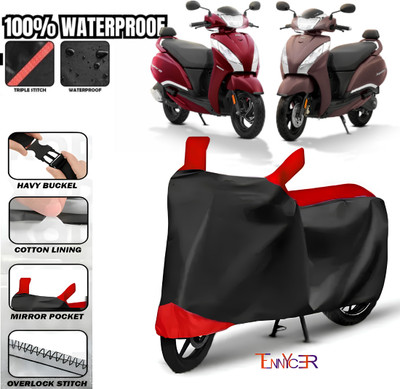 TENNYCER Waterproof Two Wheeler Cover for TVS(Jupiter, Red, Black)