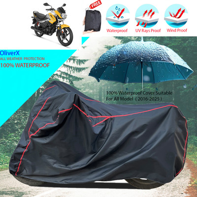OliverX Waterproof Two Wheeler Cover for Hero(Passion Plus, Black)