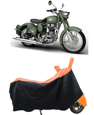 Coxtor Waterproof Two Wheeler Cover for Royal Enfield(Battle Green, Orange)