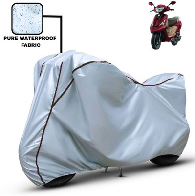 Delphinium Waterproof Two Wheeler Cover for TVS(Scooty Zest, Silver, Black)