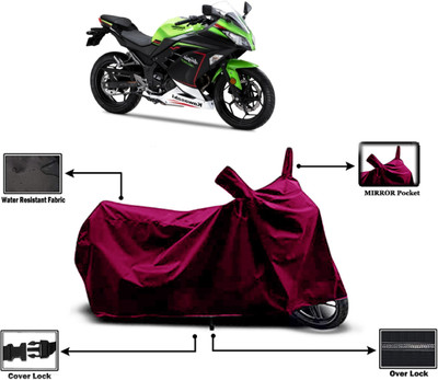 Amexride Two Wheeler Cover for Kawasaki(Ninja 300, Maroon)