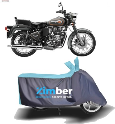 ZIMBER Two Wheeler Cover for Royal Enfield(Bullet 500, Blue, Grey)