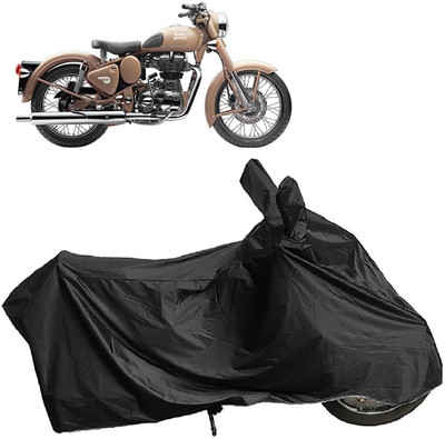 MMSSTAR Waterproof Two Wheeler Cover for Royal Enfield(Classic Desert Storm, Black)
