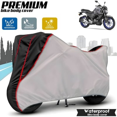 Mwiss Waterproof Two Wheeler Cover for Yamaha(FZ-S FI, Silver, Black)