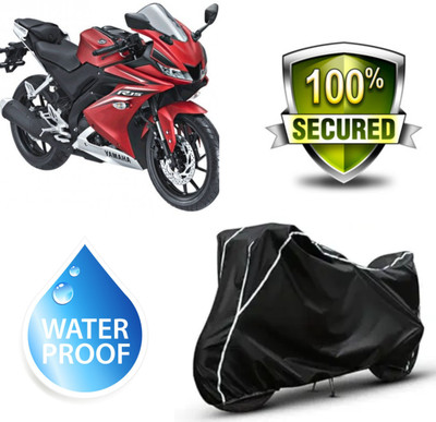 ATBROTHERS Waterproof Two Wheeler Cover for Yamaha(R15 V3, Black, Silver)