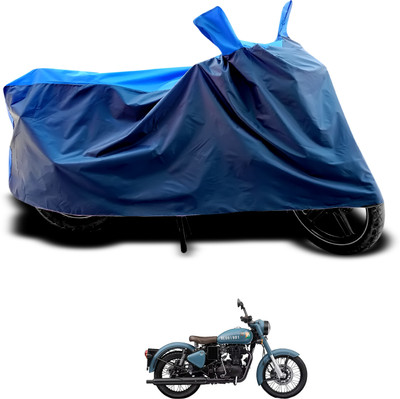 CODOKI Waterproof Two Wheeler Cover for Royal Enfield(Classic 350 Signals, Black, Blue)