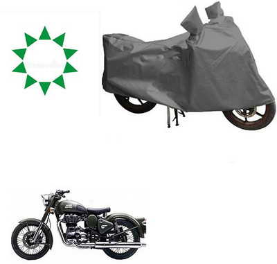 DeepShakshi AUTOMOTIVE Waterproof Two Wheeler Cover for Royal Enfield(Battle Green, Grey)
