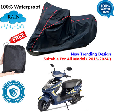 AUTOCAD Waterproof Two Wheeler Cover for Ampere(Zeal, Black, Red)
