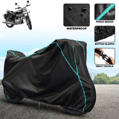 OliverX Waterproof Two Wheeler Cover for Royal Enfield(Bullet 350, Black, Blue)
