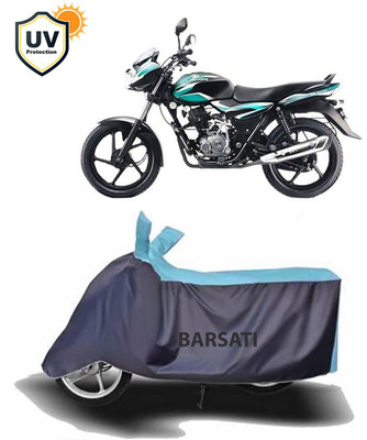 Barsati Two Wheeler Cover for Bajaj(Discover 100 DTS-i, Grey, Blue)