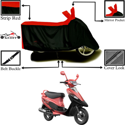 KEDIT Two Wheeler Cover for TVS(Pep+, Red, Black)
