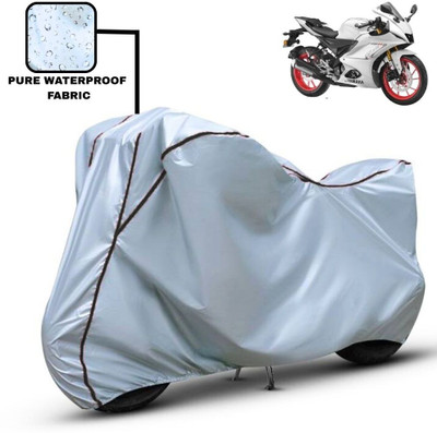Delphinium Waterproof Two Wheeler Cover for Yamaha(R15 V3, Silver, Black)