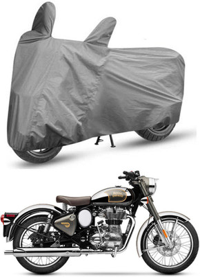 DeepShakshi AUTOMOTIVE Waterproof Two Wheeler Cover for Royal Enfield(Classic Chrome, Grey)