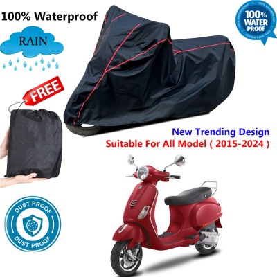 AUTOCAD Waterproof Two Wheeler Cover for Vespa(VXL 125 BS6, Black, Red)