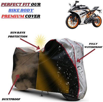 kerwa Waterproof Two Wheeler Cover for KTM(RC 390, Black, Silver)