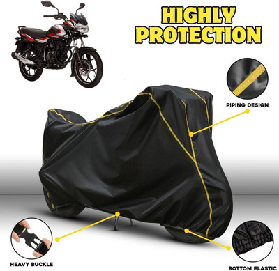 OliverX Waterproof Two Wheeler Cover for Bajaj(Discover, Black, Yellow)