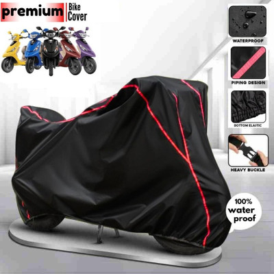 AutoGalaxy Waterproof Two Wheeler Cover for TVS(Pep Plus, Black, Red)
