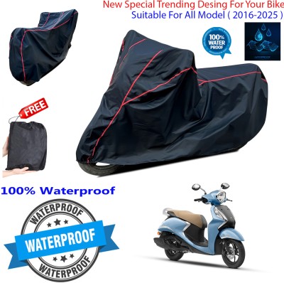 OliverX Waterproof Two Wheeler Cover for Yamaha(Fascino 125 FI, Black)