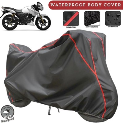 MADAFIYA Two Wheeler Cover for TVS(Apache RTR 180, Grey, Red)