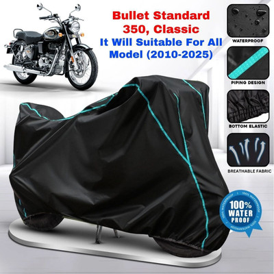 FBC Waterproof Two Wheeler Cover for Royal Enfield(Bullet 350, Black)