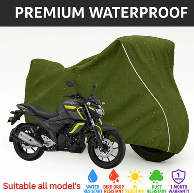 pocket bazar Waterproof Two Wheeler Cover for Yamaha(FZS-FI V3 BS6, Green, White)