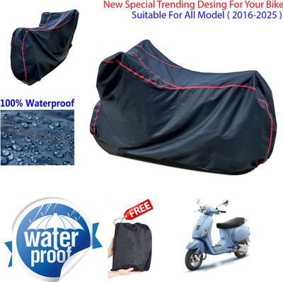 AUTOCAD Waterproof Two Wheeler Cover for Vespa(ZX 125 BS6, Black)