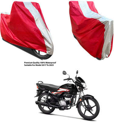 AutoGalaxy Waterproof Two Wheeler Cover for Hero(CD deluxe, Silver, Red)