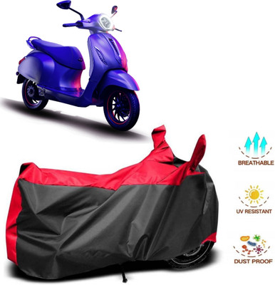 WMIZEXA Waterproof Two Wheeler Cover for Bajaj(Chetak, Red, Black)