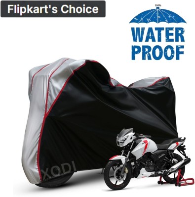 xodi Waterproof Two Wheeler Cover for TVS(Apache RTR 180, Silver, Black)