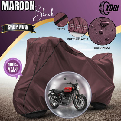 xodi Waterproof Two Wheeler Cover for Royal Enfield(Hunter 350, Maroon, Black)