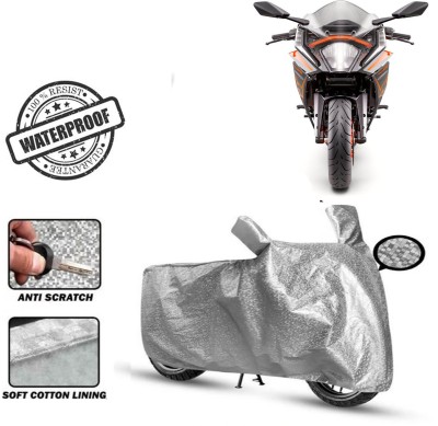 ROYAL AUTO MART Waterproof Two Wheeler Cover for KTM(RC 390, Silver)