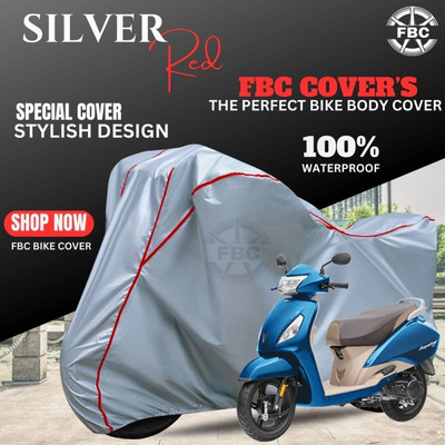 FBC Waterproof Two Wheeler Cover for TVS(Jupiter, Silver, Red)