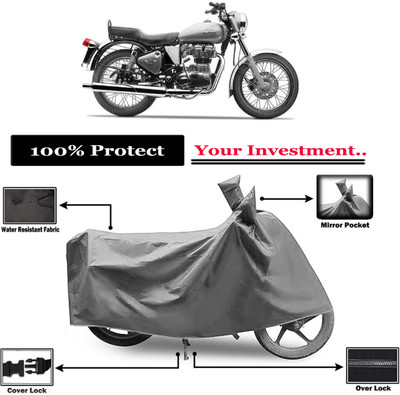 Amexride Two Wheeler Cover for Royal Enfield(Electra 5S, Grey)